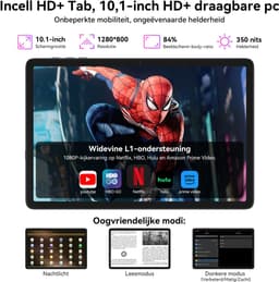 KINGRID T20 Tablet - 24GB RAM - 256GB ROM - Met Toetsenbord - Met Lederen Hoesje - Android 16 - 10.1 inch - 5000mAh - OTG - Hoes - Stylus - Muis - Grijs — thumbnail 4
