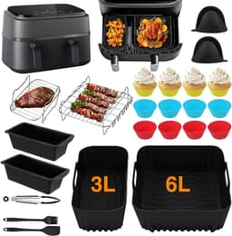 28 stuks Airfryer-accessoires, accessoireset Geschikt voor Philips Dual Basket Airfryer 3000/5000 serie (6 l/3 l), Dual Easy 5,2 l/3,1 l, siliconen vormen, grillrooster, bakvorm, keuken — thumbnail 1