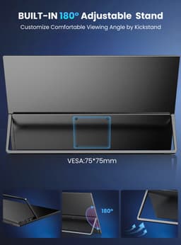 UPERFECT Portable Monitor 17.3" Gaming Monitor 2K 144Hz IPS 100% sRGB Draagbare monitor met VESA-bevestiging voor PS5/PC/Streaming with Dual USB-C/VESA Mount,for Laptop/Switch/MacBook (VESA Mount ) — thumbnail 2
