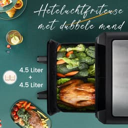 Digitale Airfryer Sinaopus 802 XXL 9L – Heteluchtfriteuse met Dubbele Mand en DualMand Onafhankelijke Snelle Opwarming – Voor Gezinnen – 10 Programma’s – Kijkvenster – Makkelijk te Reinigen – Capaciteit voor 4 Personen — thumbnail 11