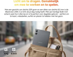 Blackview Tablet - LINK 2 Tablet - 12 GB RAM - 128 GB ROM - 1080P Full HD-video - 8.68 inch - MediaTek Hallo G100 - 5000 mAh - Android 15 - Octa Core - Zwart — thumbnail 5