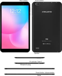 TECLAST P80 8-inch touchscreen-tablet Android 10 2GB RAM + 32GB ROM HD-tablet IPS Quad-Core Bluetooth 5.0 WiFi-ondersteuning TF-extensie Type-C 4000mAh — thumbnail 3