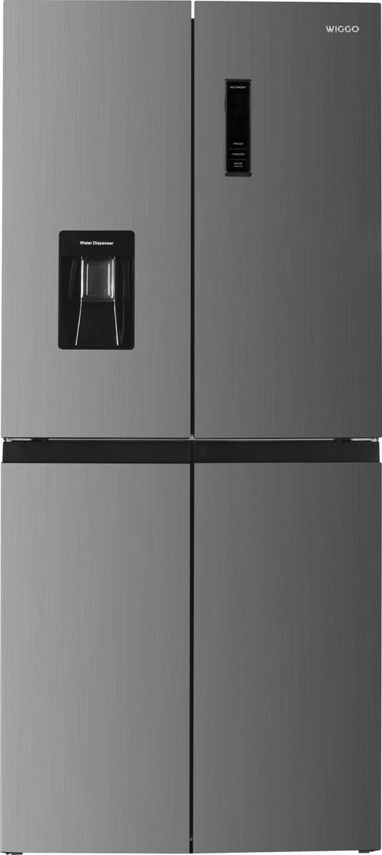 Wiggo WR-MD18(X) - Amerikaanse Koelkast - No Frost - 4 deuren - Water Dispenser - Met Display - Super Freeze - 419 Liter - 5 jaar garantie - Roestvrijstaal — afbeelding 1