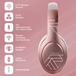 PowerLocus P19 Bluetooth Koptelefoon - Koptelefoon Draadloos - tot 70 Uur Speeltijd en met Aux Kabel - Over Ear Hoofdtelefoon - 3 EQ-Modi - Met Draagtas – Rose Gold — thumbnail 10