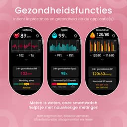 Maoo Ventura AMOLED Smartwatch Dames - RVS en 4x Siliconen Bandje - Stappenteller - Hartslagmeter - Slaapmonitor - Multisport - Geschikt voor Android en iOS - Rosé Goud en Roze — thumbnail 13