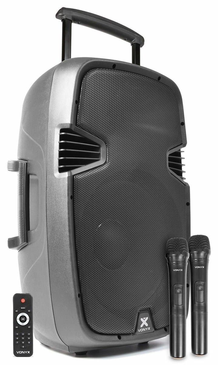 Mobiele speaker - Vonyx SPJ-PA915 Bluetooth speaker met accu en 2 draadloze microfoons — afbeelding 1