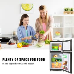 Sweiko Mini koelkast, Koel-vriescombinatie 86,8 cm hoog, 45,5 cm breed, dubbele deur, met 60-liter totaalvolume, 22-liter vriesvolume, 38-liter koelvolume. 172 kWh/jaar, LED-licht. Zwart [Energieklasse F] — thumbnail 12
