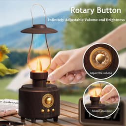 Vintage Petroleum Tafellamp met Bluetooth Luidspreker - Oneindig Dimbaar Oplaadbaar LED Licht voor Slaapkamer - IPX4 Waterdicht Nachtlampje voor Kamperen & Feest - Houtnerf - Woondecoratie Cadeau - 1 Stuk — thumbnail 2