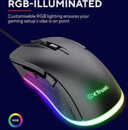 Trust GXT 922 Ybar Gaming Muis - 7200 DPI - RGB Verlichting - USB Bedrade Gaming Muis - Zwart — thumbnail 10