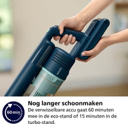 Philips Steelstofzuiger met Dweilfunctie XC5041/01 Aqua - Draadloos en Zonder Zak - Zuigmond met LED Verlichting - Kruimeldief - Batterijduur tot 60 min - Lichtgewicht - Blauw — thumbnail 7