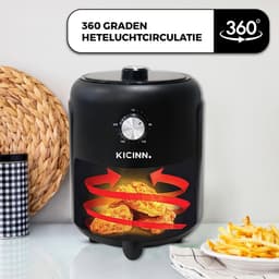 Kicinn Airfryer - Airfryer XL - Hetelucht friteuse - 3 Liter - 1000 Watt - Zwart — thumbnail 4
