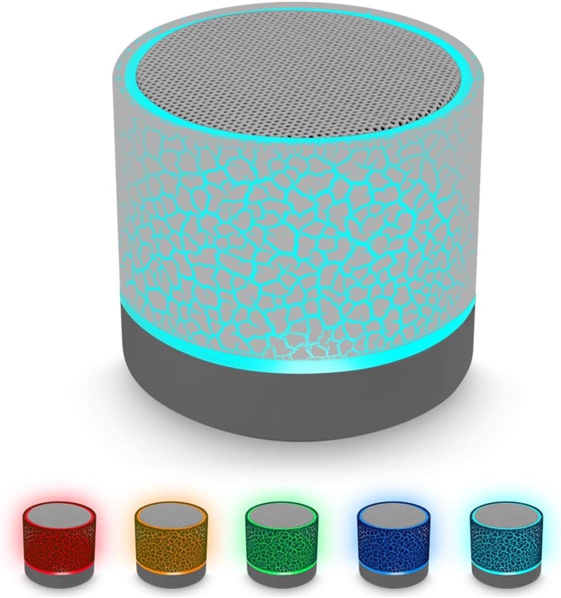 Draagbare draadloze mini Bluetooth-luidspreker, Super Bass stereo oplaadbare luidspreker met LED-verlichting - Wit — afbeelding 1