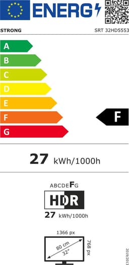 STRONG - 32” HDTV (80 cm) SRT32HD5553 - Connected TV met Android TV - Chromecast - Google assistant - Wifi - Bluetooth - HDR - NETFLIX - Drievoudige tuner - 2 HDMI-poorten (1 ARC) + 1 USB-poorten + Mini-AV + Antenne/Sat Jack - Zwart — thumbnail 2