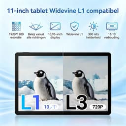 11 inch Tablet - Android 16 Tablets - 128GB - 5G Wi-Fi - 7800mAh - Zwart — thumbnail 7