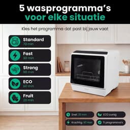 Ventux® Mini Vaatwasser Incl. App – Afwasmachine – 5 Programma’s – 900 Watt – 42,5 x 42,8 x 45,8 cm - Wit — thumbnail 8