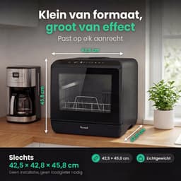 Ventux® Mini Vaatwasser Incl. App – Afwasmachine – 5 Programma’s – 900 Watt – 42,5 x 42,8 x 45,8 cm - Zwart — thumbnail 9