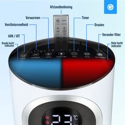 Luchtreiniger Hot & Cold 3-1 met Vervangbaar HEPA 13 Filter met App & Afstandsbediening - Air Purifier - Air Cleaner - Koolstoffilter - 80 m3 - 1500 W- Wit - Tegen Hooikoorts, Huisstofmijt, Allergie - Silvergear — thumbnail 10