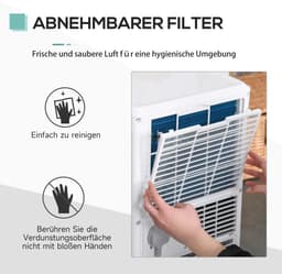 3-in-1 Mobiele airco - 7000 BTU - Draagbare airconditioner - 3-in-1 koelen, ventilator en luchtontvochtiger - voor 10-26 m² - met afstandsbediening en 24-uurs timer - 2 snelheidsniveaus - wit — thumbnail 8