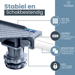 VanDijck Wasmachine Verhoger - 4 Poten - Verstelbaar 42-75 cm - Max 300 kg — thumbnail 6