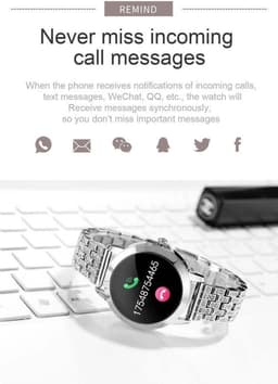 Darenci Smartwatch Me Shine Pro - Smartwatch dames - Smartwatch heren - Activity Tracker - Touchscreen - Stalen band met steentjes- Dames - Heren - Horloge - Stappenteller -Bloeddrukmeter -Verbrande calorieën -Zuurstofmeter -Roségoud -Spatwaterdicht — thumbnail 16