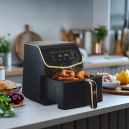 AG Airfryer XXL Premium- Luchtfriteuse - Anti-aanbak - Tot 8 personen- Uitneembare Bak - Vaatwasserbestendig - Met Receptenboek - Extreem Stil- Snelkooktechnologie - Digitaal Display - Tot 200°C - 8 Voorgeprogrammeerde standen. 5.5L Zwart — thumbnail 7