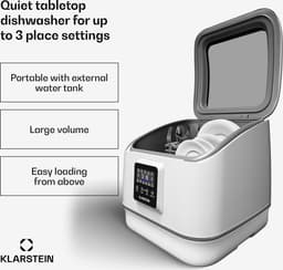 Klarstein SilentScrub tafelmodel vaatwasser - compacte en draagbare tafelmodel vaatwasser voor 3 couverts, 7 programma's en digitaal touchscreen - stille werking met 55 dB — thumbnail 3