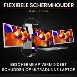 Elcostar Portable Monitor Tri-screen - 15.6 Inch - Full HD 60Hz - Draagbare Monitor - Laptop Scherm Uitbreider - Inclusief kabels en beschermhoes - Grijs - zilver — thumbnail 4