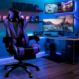 Bayt Gamestoel - Gaming chair - Gamingstoel - Comfort gamer stoel - Zwart en Donkerblauw — thumbnail 6
