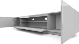 Lowboard 200 cm met LED-verlichting - hoogglans tv-kast met 3 deuren - wit zwart grijs — thumbnail 3