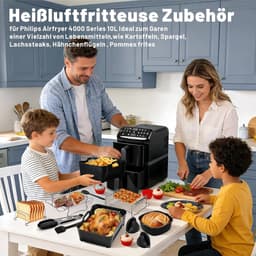 Accessoires Heteluchtfriteuse Gescht voor Philips Airfryer 4000 Serie 10L, Siliconenvorm Accessoireset Heteluchtfriteuse Herbruikbare Ovenschaal voor Philips Stacked Dual Basket Airfryer NA460 10L — thumbnail 8