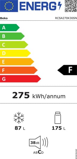Beko RCSA270K30SN - Koel-vriescombinatie - 262 liter - Roestvrijstaal — thumbnail 2