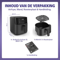Brabantia Airfryer XXL - 7.6 liter - Digitaal Touchscreen - 8 Kookprogramma's - Tot 8 Personen - PFAS-Vrij - 80ºC tot 200ºC - 1700 Watt - BBEK1138 — thumbnail 10