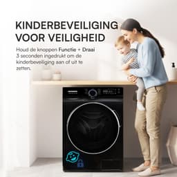 Heinner HWM-M914IVKBA+++ Wasmachine 9 kg – 1400 tpm – Inverter Motor – Touchbediening – 14 Programma’s – Stoomfunctie & 15-min Snelprogramma – Energieklasse A – Zwart – 5 Jaar Garantie — thumbnail 9