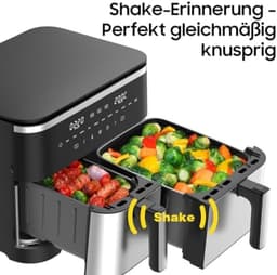 Dubbele lucht friteuse met touchscreen - 11 liter capaciteit - Airfryer - twee lades — thumbnail 8