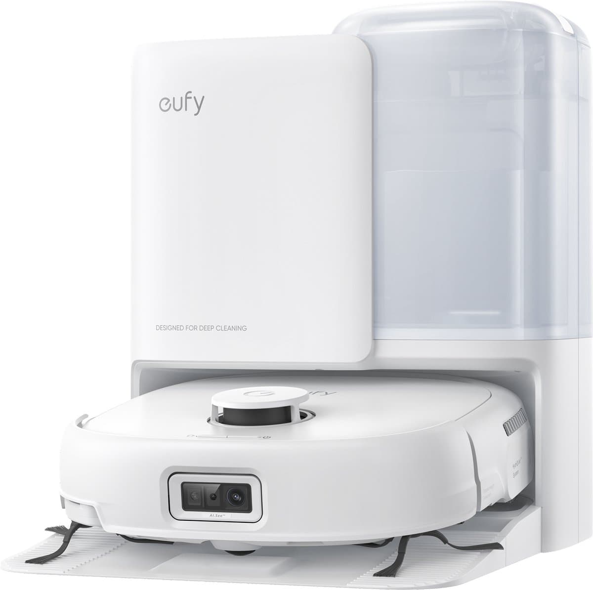 eufy Robotstofzuiger Omni E25, HydroJet dweilsysteem, 20.000 Pa zuigkracht, DuoSpiral borstels die ontklitten, CornerRover arm voor het schoonmaken van hoeken, alles-in-één station, voor gezinnen met huisdieren en kinderen. — afbeelding 1