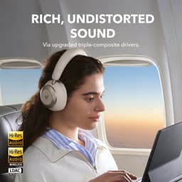 Soundcore Space One Pro by Anker, adaptieve actieve ruisonderdrukking, 6 microfoons, opvouwbaar design, 60 uur lossless audio, ultrasnel opladen, hi-res draadloze audio via LDAC, comfortabele pasvorm — thumbnail 8