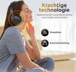 Golden Sound Tune - Draadloze Koptelefoon - Active Noise Cancelling tot 35 dB - Over ear hoofdtelefoon - Bluetooth - 65 uur batterijduur - Geschikt voor elke smartphone & laptop - Koptelefoons — thumbnail 7