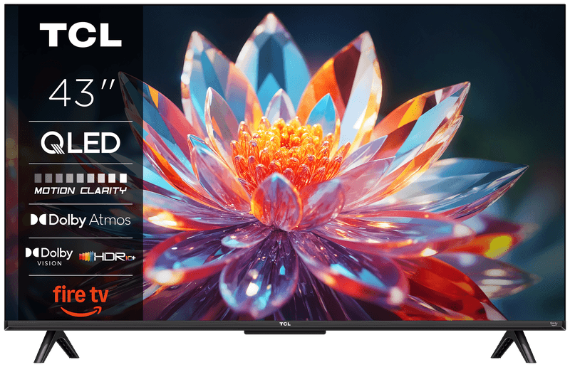 TCL 43T6C 43 inch QLED 4K HDR-tv, Fire TV (smart-tv met Dolby Vision en Atmos, HDR10+, druk op de knop en vraag Alexa) — afbeelding 1