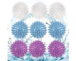 9 Stuks Droogballen voor Wasmachine, Herbruikbare Antistatische Ballen, Verminder Kreukels en Verbeter Kledingreiniging (Blauw, Wit)