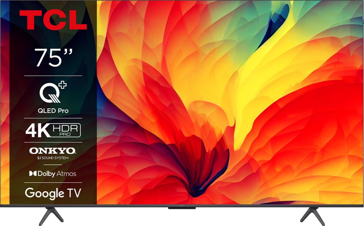 TCL QLED780 75QLED780 tv 190,5 cm (75") 4K Ultra HD Smart TV Zwart 450 cd/m² — afbeelding 1