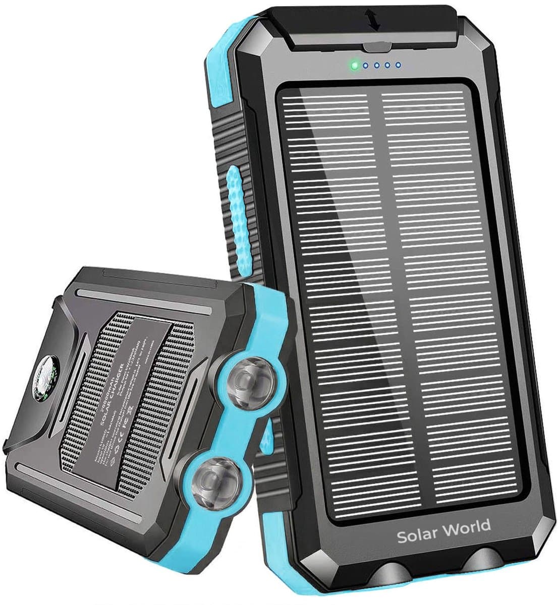 powerbank met zonnepaneel - geschikt voor iphone -geschikt voor samsung- zonneenergie - 10000mah - powerbanks -noodpakket- solar - — afbeelding 1