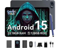 TABWEE Tablet T80 - 18GB RAM - 128GB ROM - 6000mAh - 5G WiFi - Met Toetsenbord(QWERTY) - Muis - Pen - Hoes - Android 16 - Bluetooth 5.0 - Grijs