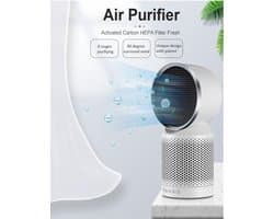 Luchtreiniger - carbon HEPA filter - ionisator - filtert en fijnstof, pollen, huisstofmijt, bacteriën, geuren, rook, huidschilfers - 40° draaibare uitlaat - verplaatsbaar - stil