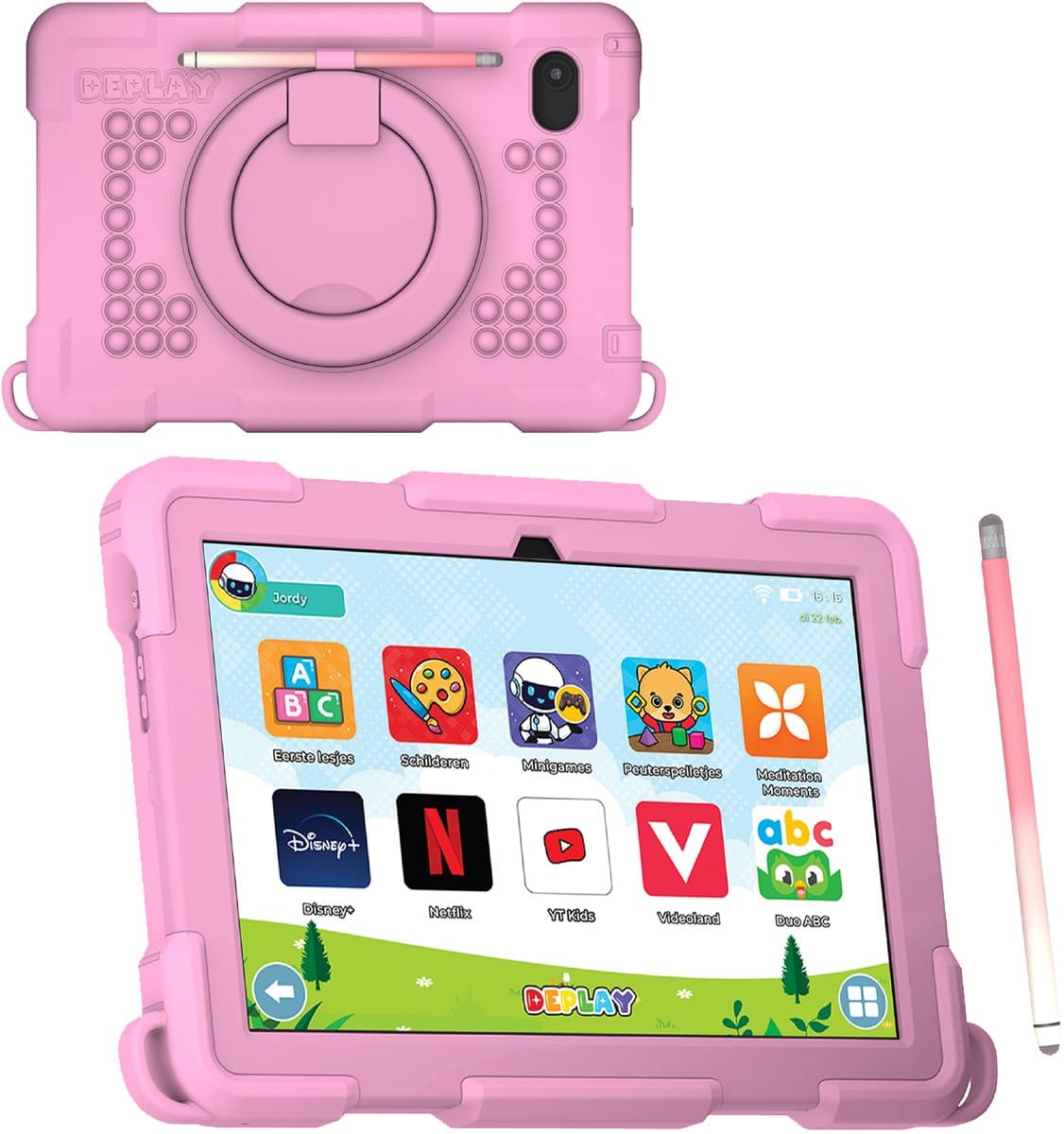 DEPLAY Kids Tablet PRO 4 - Kindertablet vanaf 2 jaar - Tablet Voor Kinderen - Tablet Kind - Met Pen, Beschermhoes en Screenprotector - Android 14 - 6000 mAh Batterij - 10 inch - Roze — afbeelding 1
