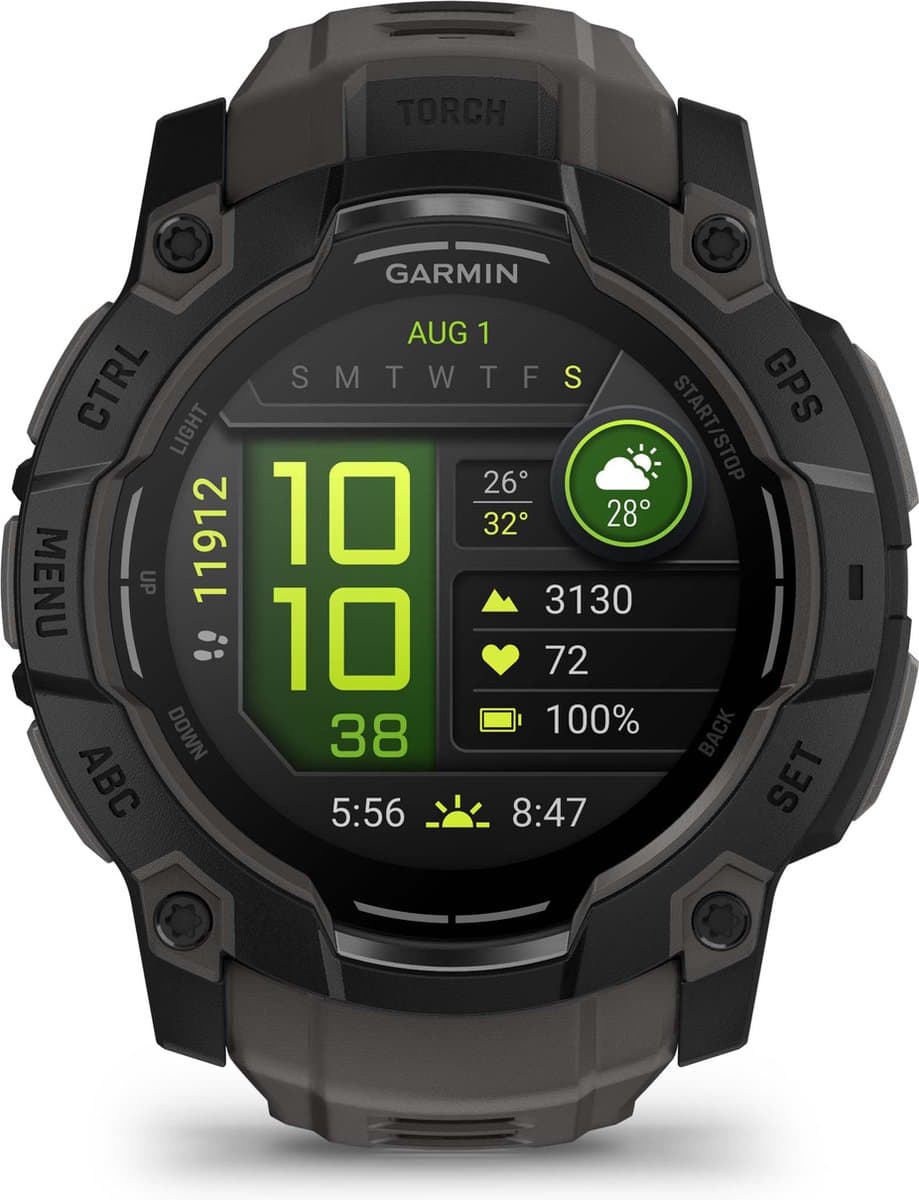 Garmin Instinct® 3 - Smartwatch - AMOLED - 50 mm - Black Bezel with Charcoal Band — afbeelding 1