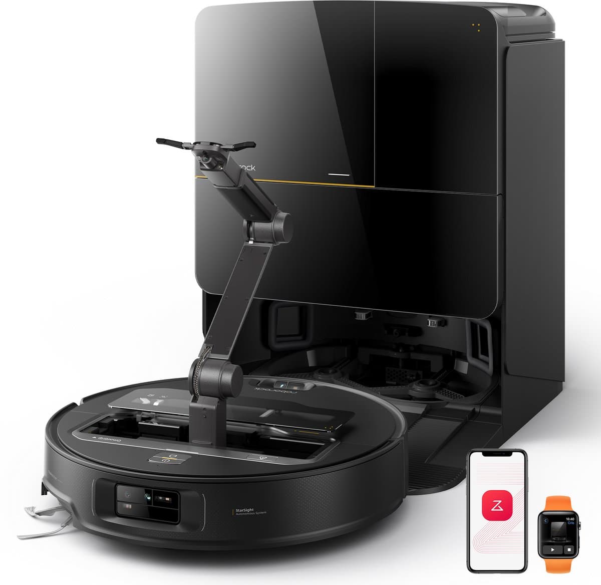 Roborock Saros Z70 – Robotstofzuiger en dweilrobot – Met OmniGrip-arm – 22.000 Pa – Aangedreven door AI – 7,98 cm ultradun – FlexiArm Riser – Tech AdaptiLift-chassis – Vermijdt obstakels – Multifunctioneel dock 4.0 — afbeelding 1