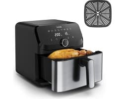 Tefal Easy Fry Mega EY855D heteluchtfriteuse 7,5 liter zwart roestvrijstaal digitale airfryer voor 8 personen