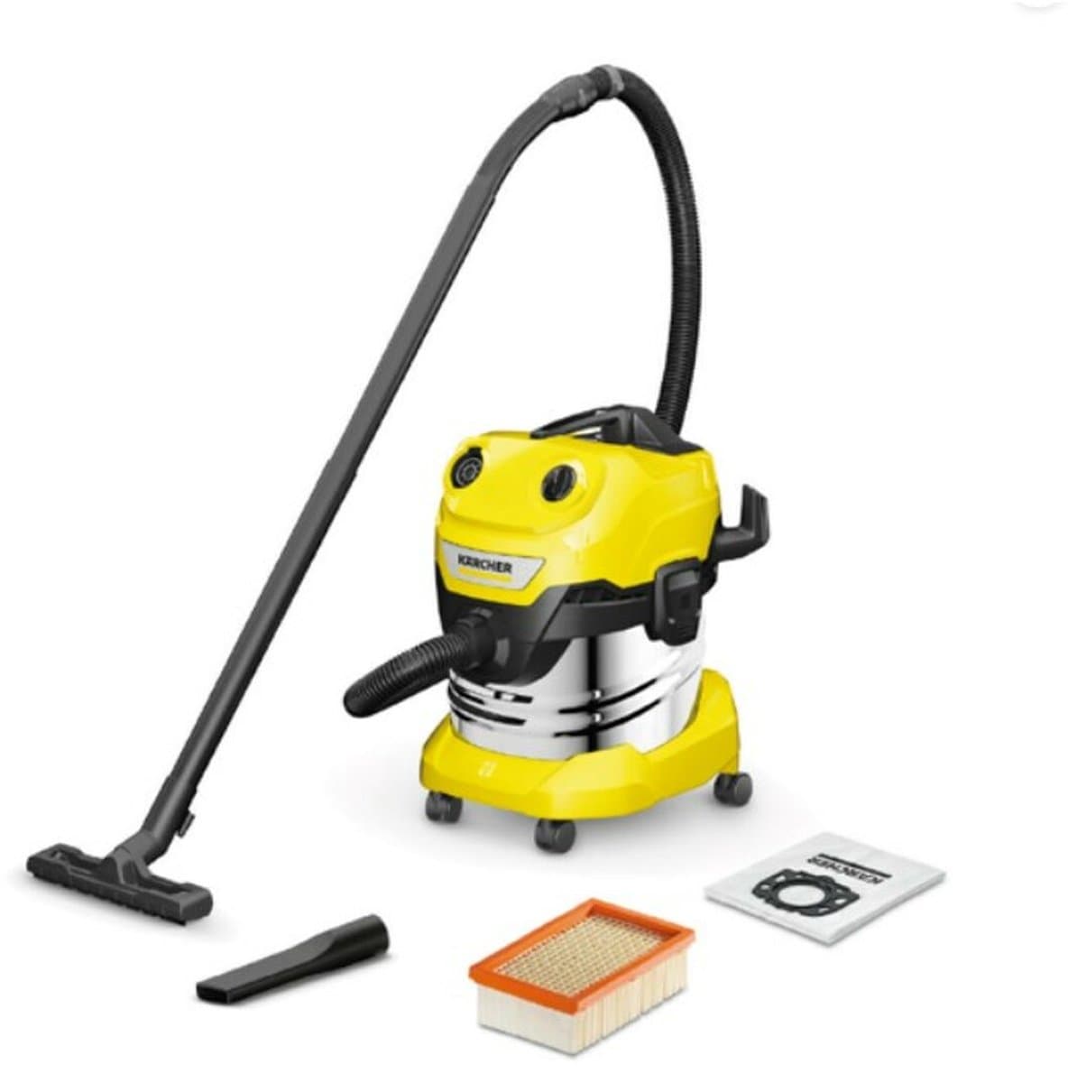Kärcher WD 4 S V-20/5/22 Nat- en Droogzuiger - 1000 W - 20 liter - RVS container - Vlakfilter — afbeelding 1