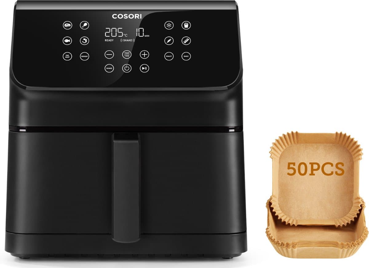 Cosori XXL Chef Edition 6.2 liter Airfryer - Met Bakpapier bakjes - 12 programma's — afbeelding 1