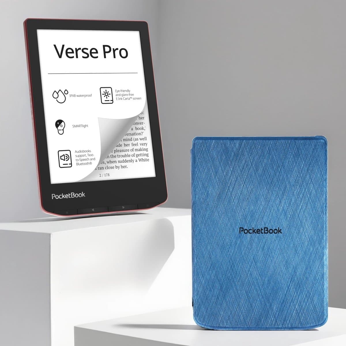 PocketBook Verse Pro Passion Red e-reader – Inclusief Blauw Hoesje (shell cover) – Voordeelbundel — afbeelding 1